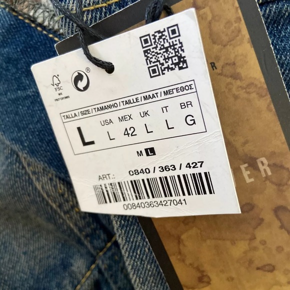 ZARA MAN Studded Western Aztec Denim Jacket L - Picture 6 of 7